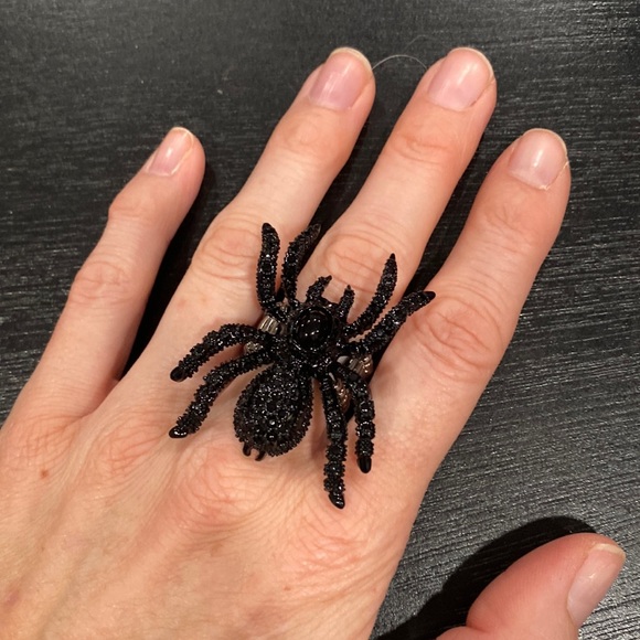 Spider Jewelry - NEW! SPIDER 🕷Black Glitter Black Widow Halloween Stretch Ring